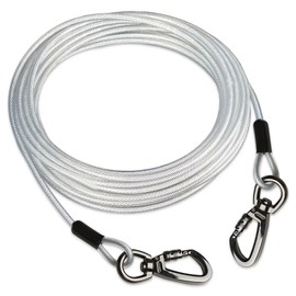 Cwlovys - Cable de amarre para perro, 10/20/30/50 pies para perros de hasta 250 libras (blanco 10 pies)