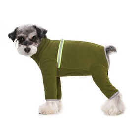 Dog Fleece Warm Clothes, Puppy Winter Long-Sleeved Four-Legged Clothes, Puppy Onesie With D Ring,Cold Weather Coats For Small To Medium Dogs_L(Army Green)