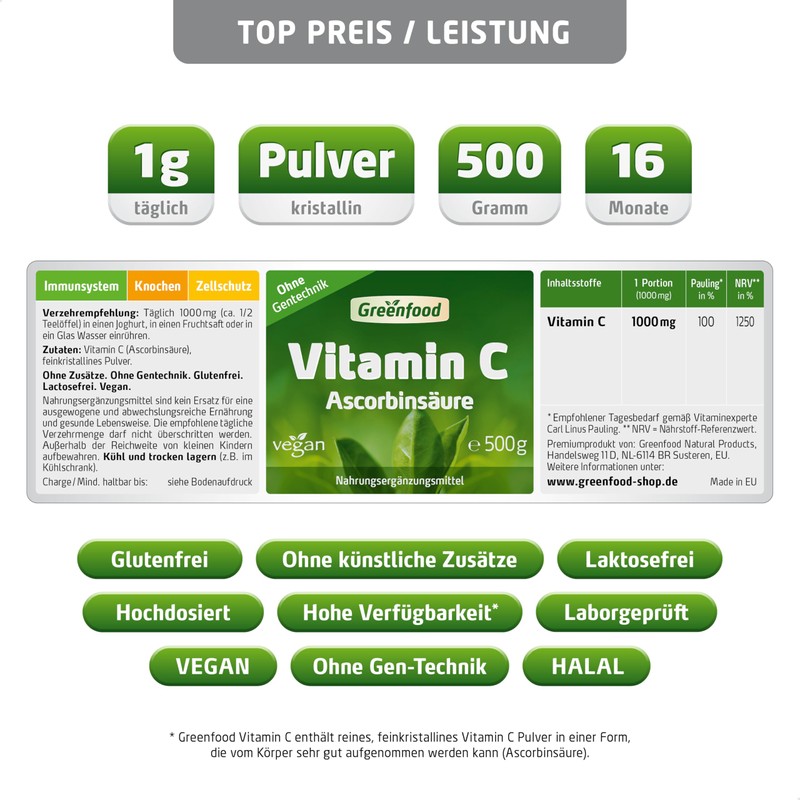 Vitamin C Powder, 250 g – For Strong Immune System,