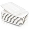Foraineam 8 Pieces Rectangular Plates 8 Inch Porcelain Platters, Dessert,