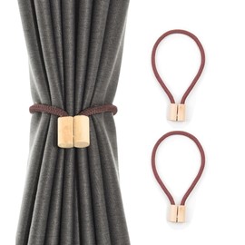 JP Number Curtain Tassels Magnetic Curtain Holder Curtain Tiebacks Wooden Fasteners (Set of 2, Brown)
