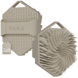 SILKLE Silicone Body Scrubber – Gentle Exfoliating Shower Scrubber for Body & Bath, Silicone Shower Brush & Loofah Alternative – Non-Slip Silicone Body Brush, Quick Dry, Hygienic - Clay