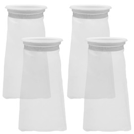 4 Pack 4 Inch Aquarium Filter Bags, Nylon Mesh Filter Socks, 100 Micron Felt Filtration, 4 Inch Ring by 10 Inch Long