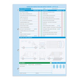 Horsebox defect Check List Book, for Vehicles up to 3.5 tonnes. 2 Part, Duplicate, 50 Sets per pad