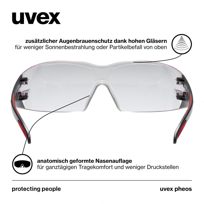 Uvex Pheos - Safety Glasses - Temple Glasses Supravision Excellence