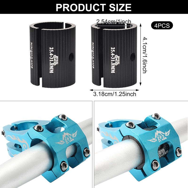 Lunaanda 2 Pair Bike Handlebar Shim, Shim for Stem 25.4