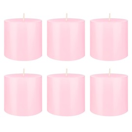 Mega Candles 6 pcs Unscented Solid Pink Pillar Candles, Hand Poured Premium Wax Candle 3 Inch x 3 Inch, Home Décor, Spas, Weddings, Celebrations, Party, Centerpieces, Holidays, Vigils, Prayers