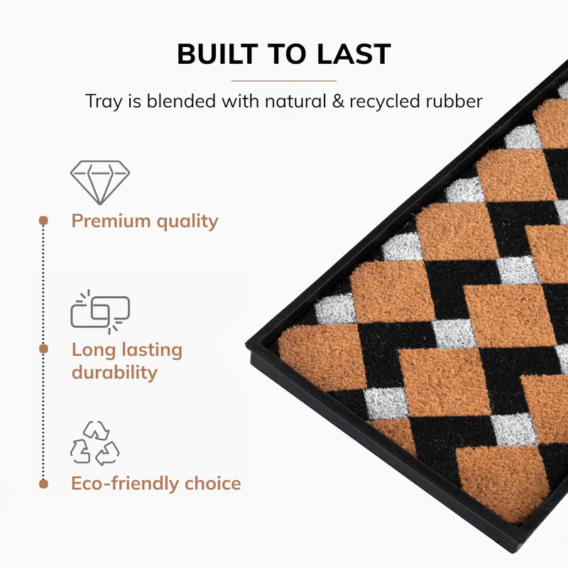 Anji Mountain Rubber Boot/Shoe Tray with Coir, Fits 4 Pair