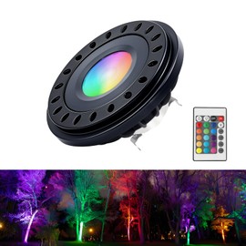 Noobibaba PAR36 LED Bulb Color Changing, RGB PAR36 LED Landscape Spotlight, PAR 36 LED Bulb 12V-24V 7W RGB+Warm White, 50W PAR36 Halogen Bulbs G53 Base for Flood Light RV Track Light 600lm 1-Count