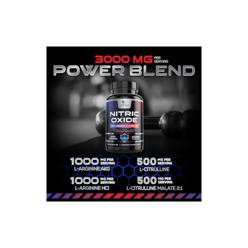 Nature's Nutrition Potenciador de ?xido N?trico Extrafuerte 3000 Mg