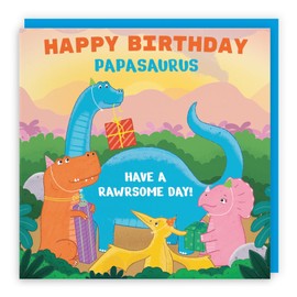Hunts England - Papa Birthday Dinosaur Party Card - Happy Birthday - Have A Rawrsome Day! - Papasaurus - Imagination Collection