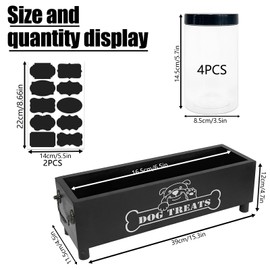 Hlimior Large Dog Treats Container, Dog Cookie Jar for Dogs Cat Treats Container, Farmhouse Wood Pet Treats Storage Organizer for Dog Food Storage Container with 4 Jars, Cat Dog Treat Organizer