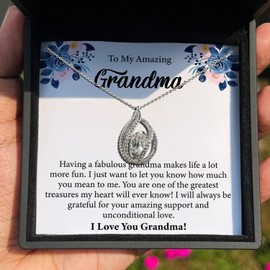 TRYNDI Grandma Gift Ideas, Gifts for Grandma from Granddaughter, Birthday Gifts for Grandma, Great Grandma Necklace Gifts for Grandmom (Birdcage-Premium LED Box, Amazing Grandma)