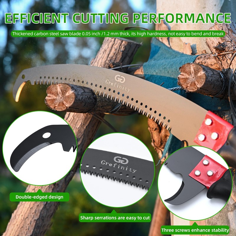 Grefinity 27FT Manual Pole Saw, Tree Branch Trimmer with 8-Section