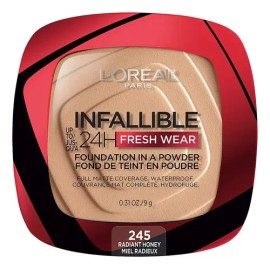 L'Oréal Paris Infallible 24H Fresh Wear, Base de Maquillaje en Polvo, Alta Cobertura con Acabado Mate, Larga Duración y Control de Brillo, Tono 245 Ra