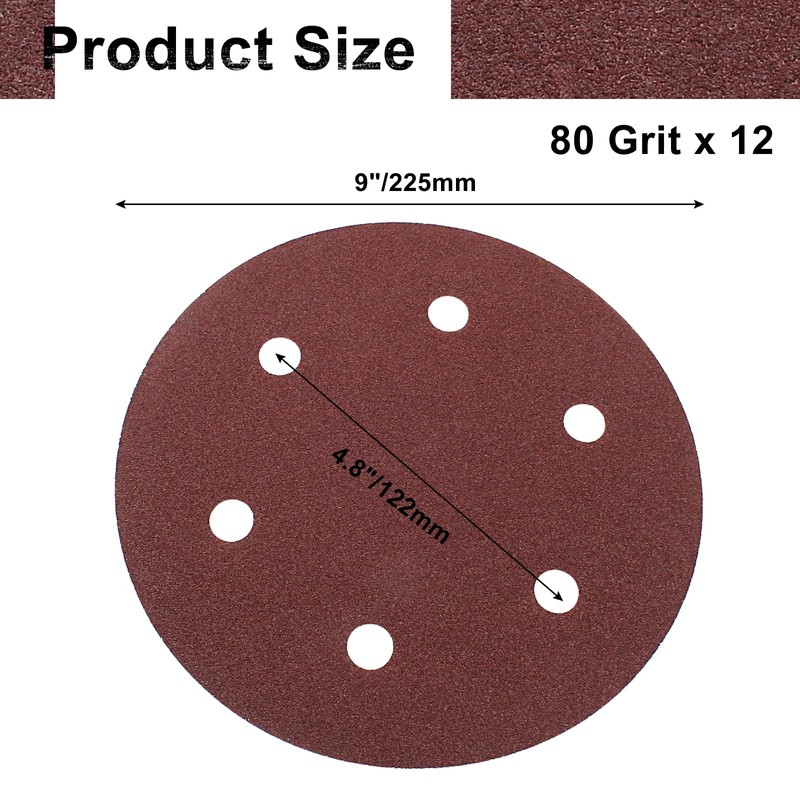 Cionyce 12 Pcs 9 Inch 80 Grit Aluminum Oxide Sanding