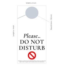 Hotel DND Do Not Disturb sign hanger for door, Sold in bulk Pack of 100 DND hanger signs. Same design both sides. Made with durable and thick PVC materials, 3 inch by 6 inch size. Suitable for Hotels,