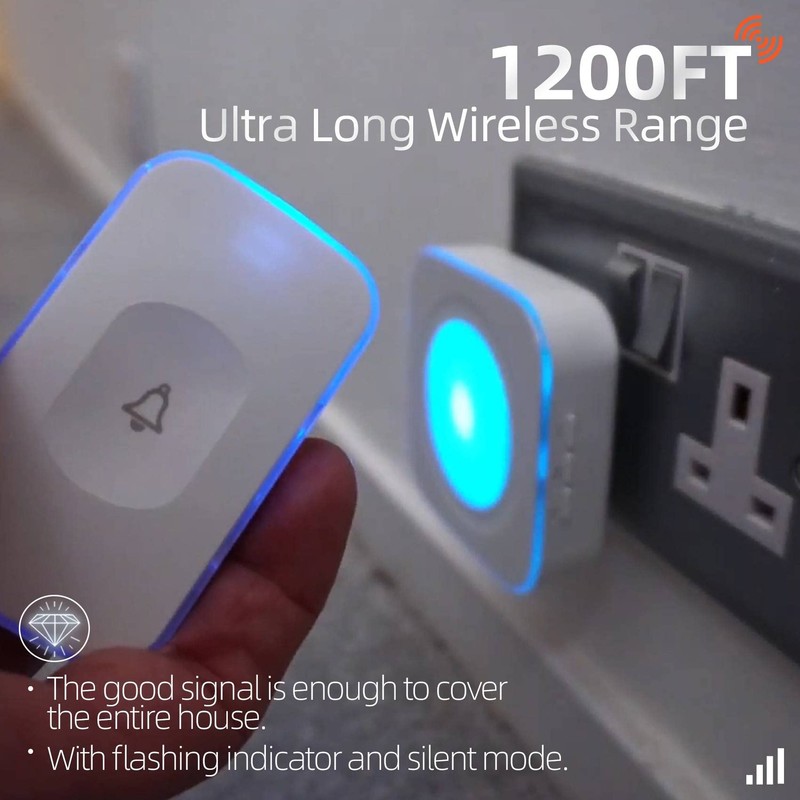 Wireless Doorbell 1200 Feet Plug in Door Bells Wireless Cordless