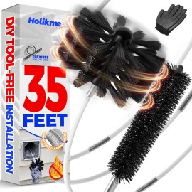 Holikme 35 Feet Dryer Vent Cleaner Kit, Flexible Lint Brush with Drill Attachment, Firep