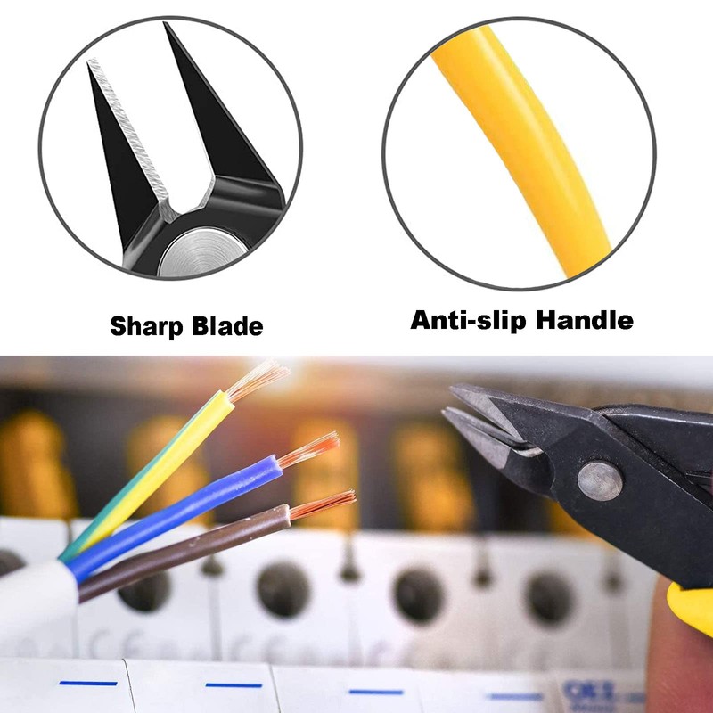 Micro Flush Cutters 5 Pack,Wire Cutter with Internal Spring,Diagonal Cutters