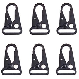 TRIWONDER Enlarged Mouth Clips HK Hook Heavy Duty Snap Hooks Sling Clips for Paracord Outdoors Bag Backpack (1" Black (6-Pack))
