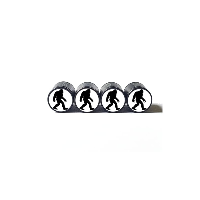 Bigfoot Sasquatch Silhouette (White Background) Tire Valve Stem Caps -