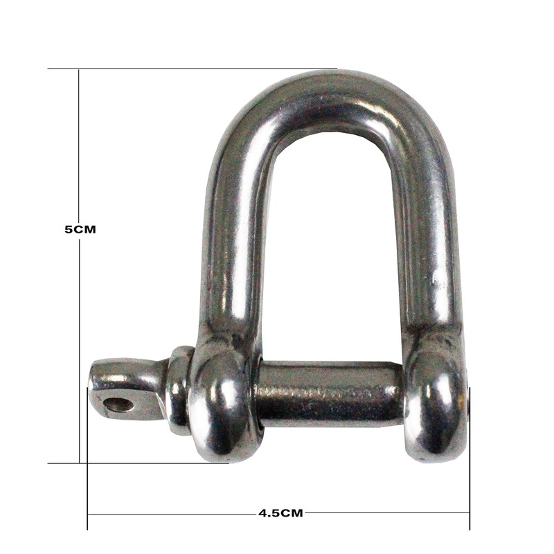 HFS(R) 10 Piece Stainless Steel Shackle, Load 400kg, D-Shaped Shackle,