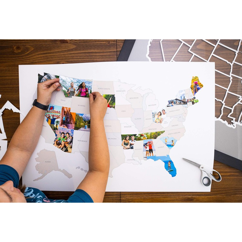 50 States USA Photo Map - Frame Optional - Made