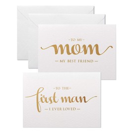 to My Mom, to My First Man I Ever Loved Wedding Day Cards from Daughter, Gold Foiled Wedding Card to Parents, Mother and Dad