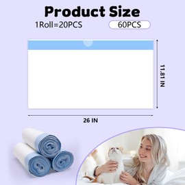 60 Count 26" x 11.8" Cat Litter Box Liners for Fsitego and Fumoi Self Cleaning Litter Box, Extra Thick Heavy Duty Cat Litter Bags Replacement, 3-4 Gallons of Capacity