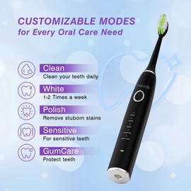 Smile-O-Villa Advanced Sonic Electric Toothbrush with 4 Replacement Heads – Smart Timer for Deep Clean