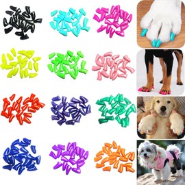 VICTHY 120pcs (12 Colors) Dog Nail Caps | Dog Claw Covers Dog Nail Covers with Adhesives Glue and Applicators（XS）