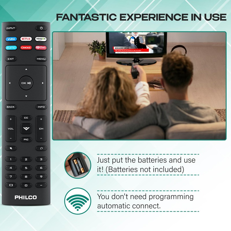 PHILCO Universal Remote Control for VIZIO Smart TV, XRT140 XRT136