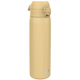 ION8 Lightweight Steel Water Bottle, 600 ml/20 oz, Non-Insulated, Leak Proof, Easy to Open, Secure Lock, Dishwasher Safe, Flip Cover, Fits Cup Holders, Carry Handle, Metal Water Bottle, Desert