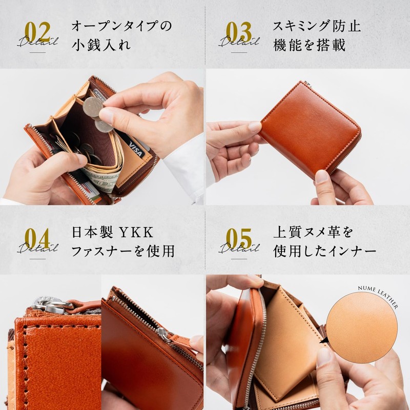 Mura Men's Mini Bifold Wallet Mini Wallet Compact Italian Leather