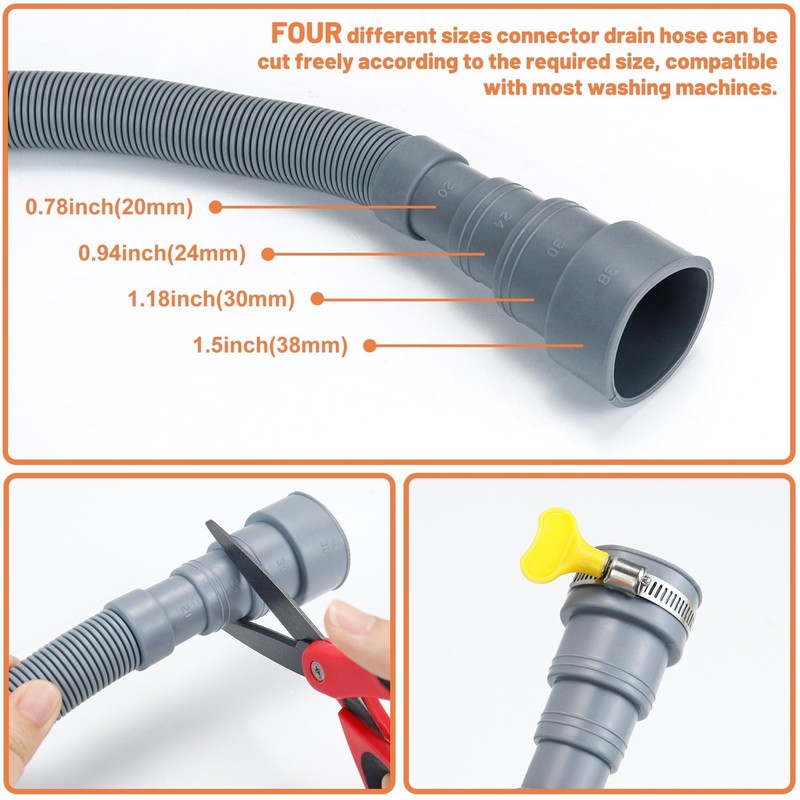 Emapoy Washing Machine Drain Hose, Multiple Diameter Design Washing Machine