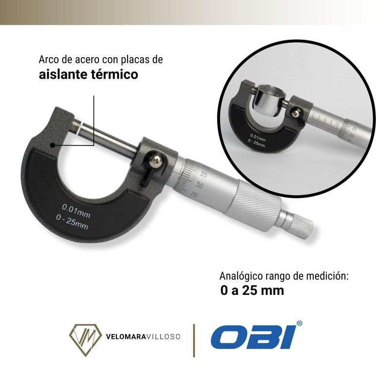 Micrometro Exterior 0 a 25 mm 405006 OBI