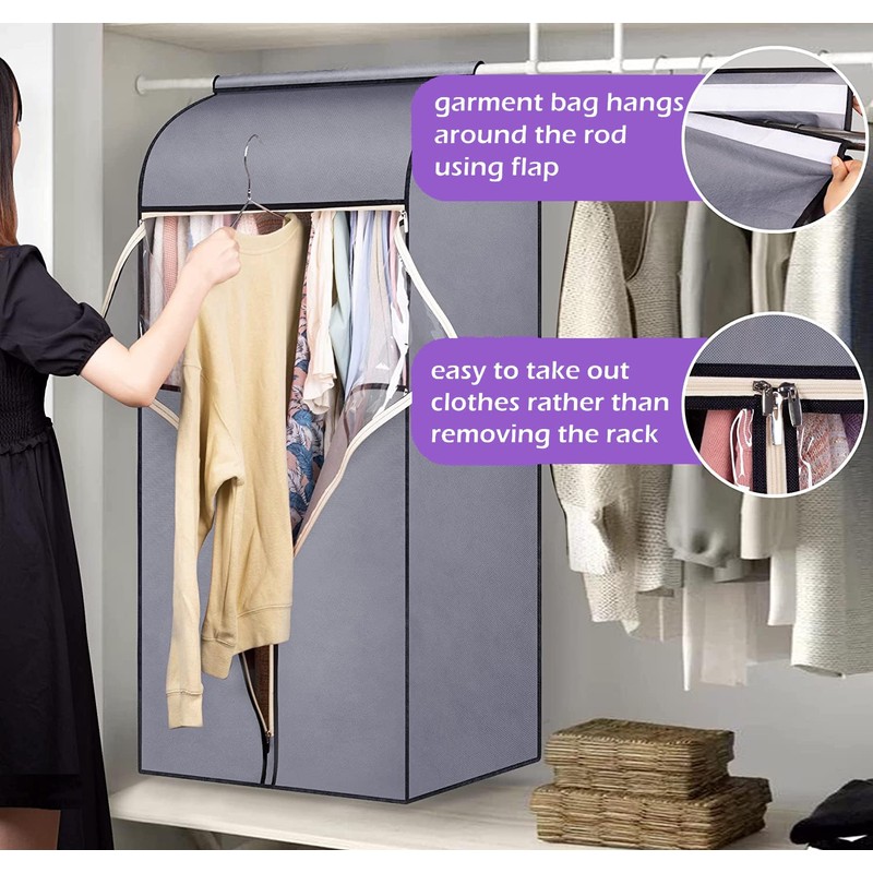 MISSLO 54" Garment Covers for Clothes Storage Hanging Suit Covers