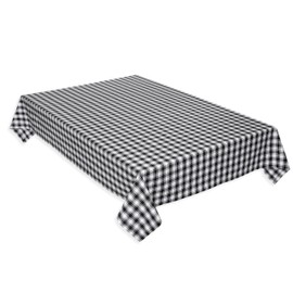 Cackleberry Home Black and White French Check Fabric Tablecloth Woven Cotton, 60 x 84 Oval