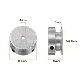 sourcing map Single Groove Pulley 5 mm Fixed Bore 30 mm Outer Diameter Aluminium Alloy with Hex Key for Drill 6 mm PU Round Belt