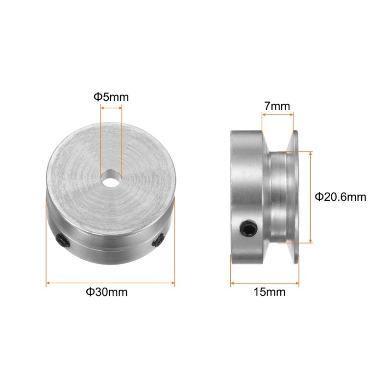 sourcing map Single Groove Pulley 5 mm Fixed Bore 30