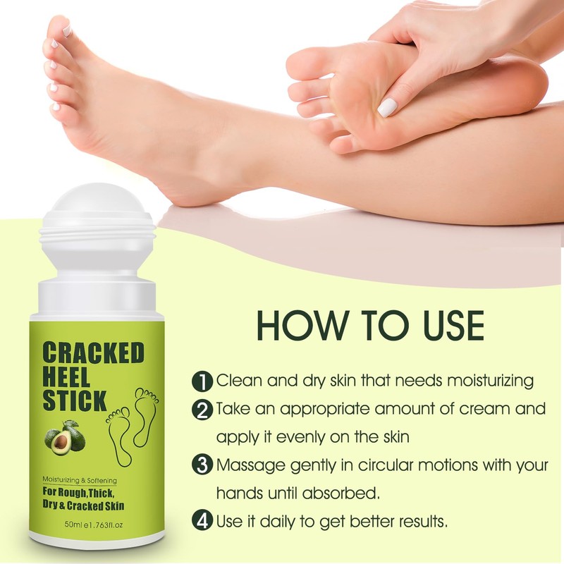 Cracked Foot Cream Roll-On Moisturizer, 1.76floz