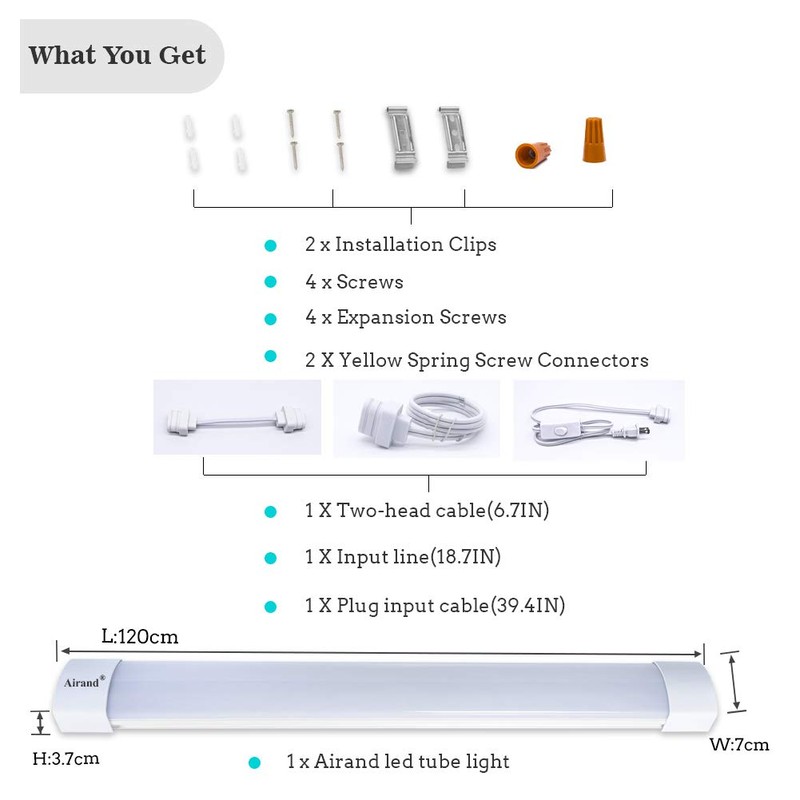 Utility LED Shop Lights Fixture 4FT 2FT with Plug Linkable,