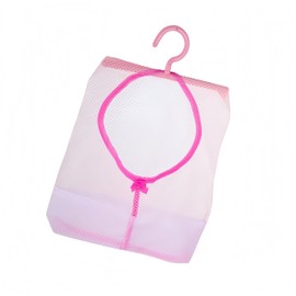 Clothes Peg Bag for Washing Line, 22 x 30 cm Mesh Peg Bag with Hanger, Reusable & Washable Multi-Purpose Organizer, Storage Basket for Drying Clothes in Bathroom Kitchen College Dorm (Pink, M)
