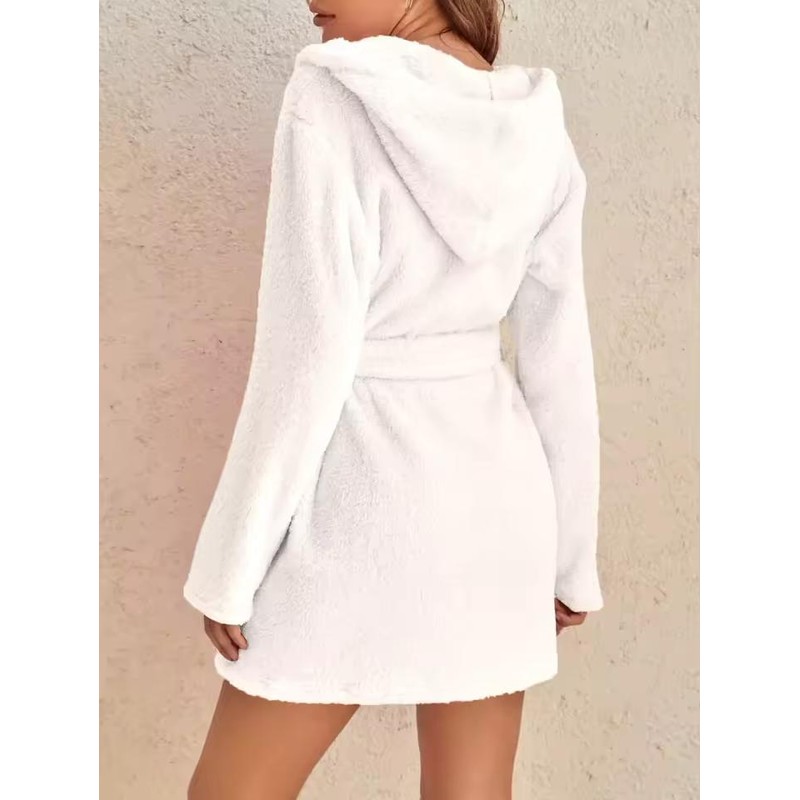 Women's Hooded Fleece Robe with Waist Belt – Cozy Layer