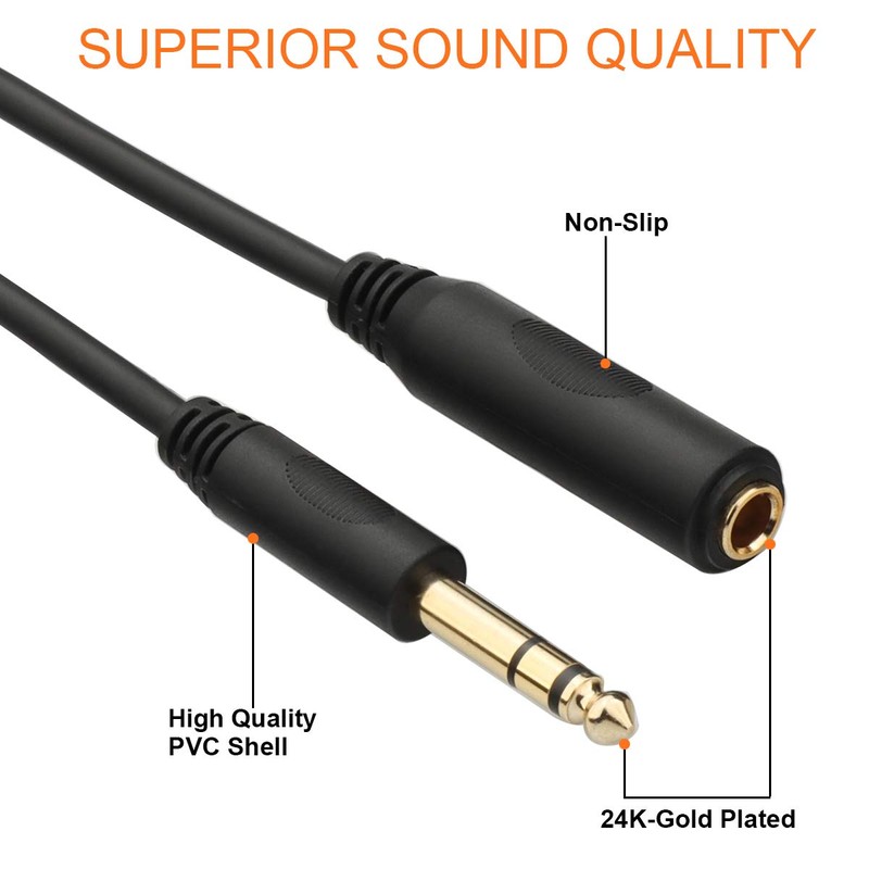 Tisino 1/4 Extension Cable 6 ft, Headphone Extension Cable Quarter