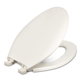 Centoco Lift-Off, Lift and Clean and Soft Close Toilet Seat, Slow Close Toilet Seat Elongated, Closed Front with Cover, Plastic, Made in the USA, 3800SCLC-416, Biscuit