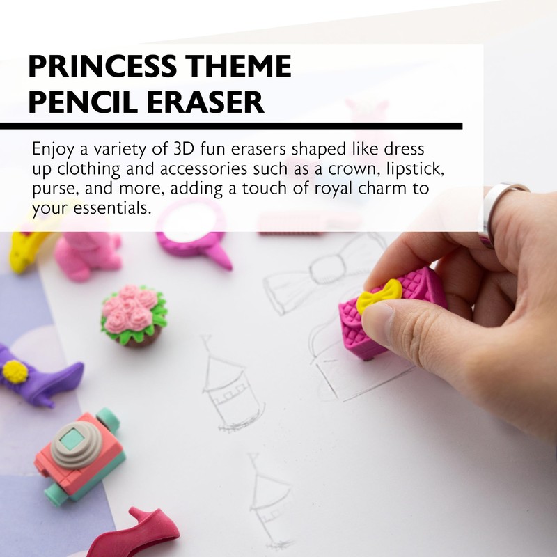 BAZIC Products 3D Erasers, Princess Dress Up Pencil Mini Eraser