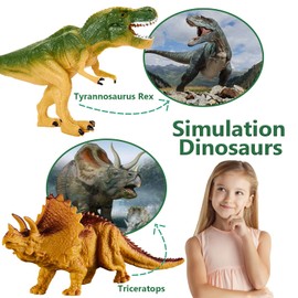 HERSITY Dinosaur Toys for Boys Age 3, 12 PCS Large Realistic Dinosaur Figure Set, 6-7 inch T-rex Triceratops Playset Animal Interactive Toys Gifts for Kids 4 5 6 7 Years Old