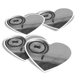 Vinyl Heart Stickers (Set of 4) - BW - Futuristic Girl Goals Focus Fantasy Fun Decals for Laptops,Tablets,Luggage,Scrap Booking,Fridges #35949